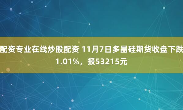 配资专业在线炒股配资 11月7日多晶硅期货收盘下跌1.01%，报53215元